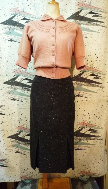 画像: ヴィンテージ　50's ツイードネップタイトスカート 
