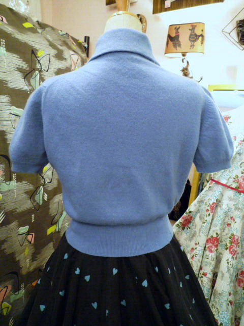 画像: ヴィンテージ 50's ブルーカシミヤ半袖セーター