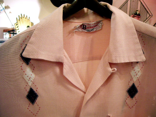 画像: ピンク黒 アーガイルギャバシャツ