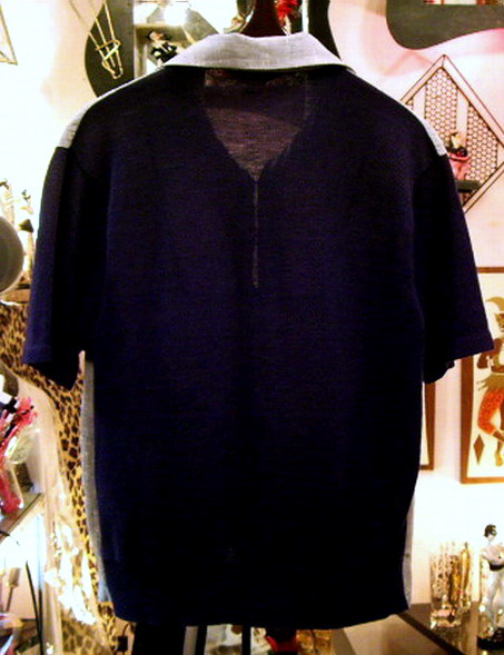 画像: ブルー/紺 プルオーバー ネップ半袖シャツ